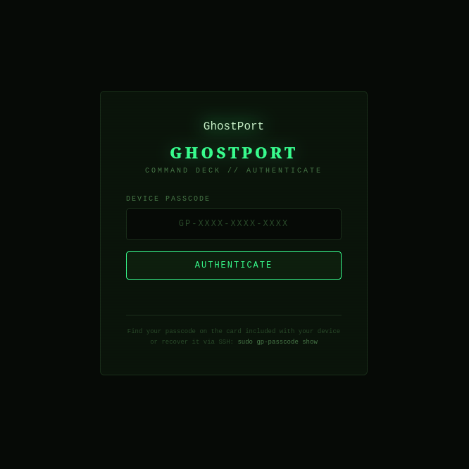 GhostPort Login